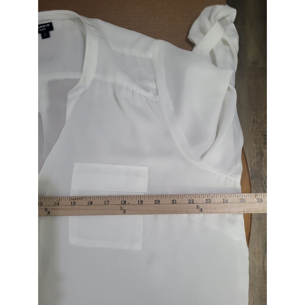 TORRID Women's SZ 2 Harper Georgette Roll Tab Blouse White Flowy Minimalist - Picture 4 of 8